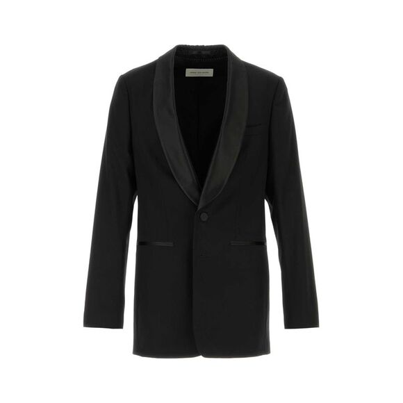 Dries Van Noten Men Black Wool Blend Bartux Blazer
